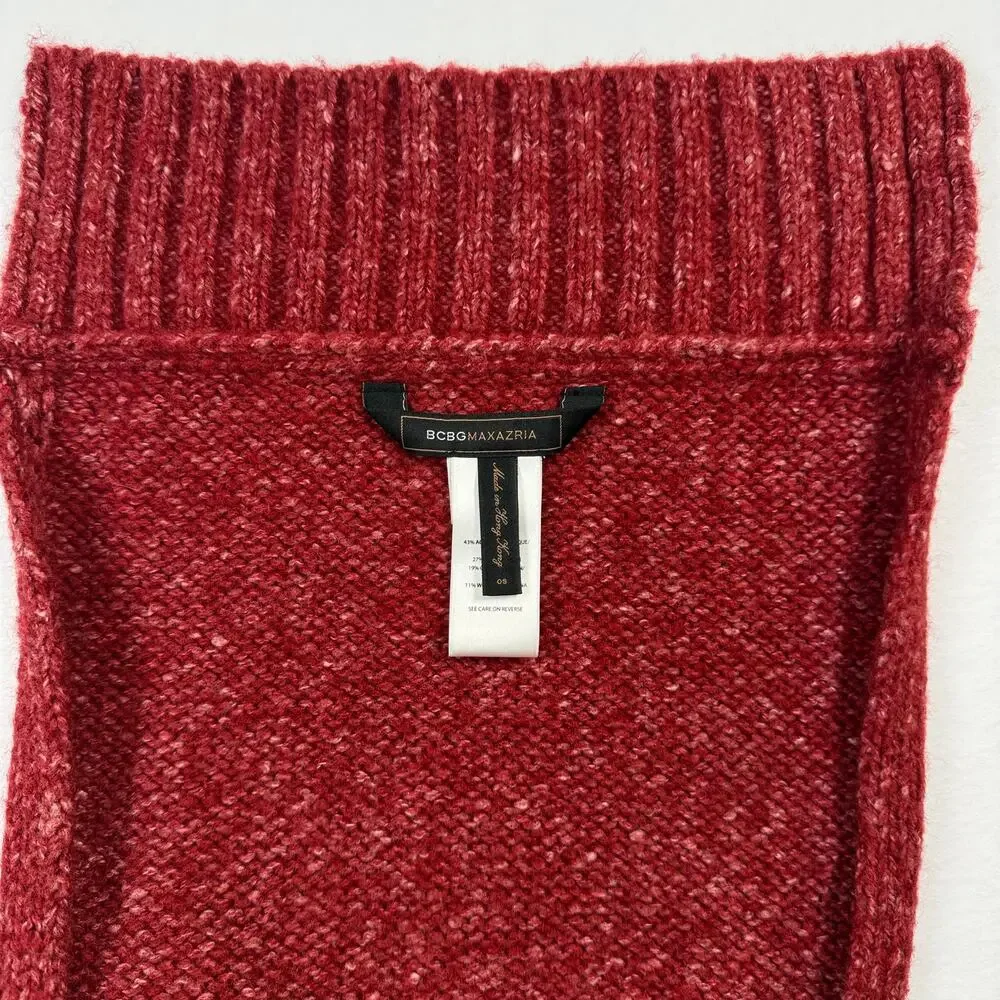 BCBG Maxazria Burgundy Red Wool Blend Knit Scarf Soft Winter 12 x 90
